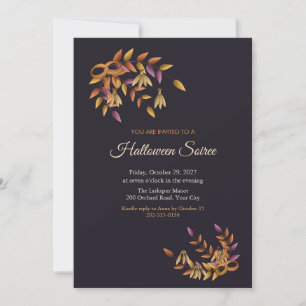 Ash Leaf and Keys Halloween Party Invitation
