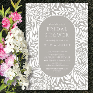 Ash Leaf Floral Bridal Shower Invitation