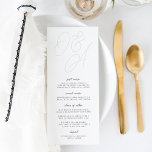Ash | Script Watermark Monogram Wedding Menu<br><div class="desc">A beautiful typography based wedding menu card featuring your initials in oversized script lettering at the top, in tone on tone shades for a watermark effect. Personalise with your menu items beneath. Our Ash colorway makes a classic statement with soft black and barely there grey lettering on a crisp white...</div>
