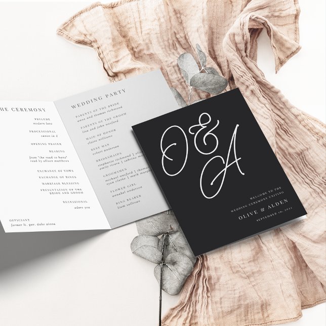 Ash | Script Watermark Monogram Wedding Program (Creator Uploaded)