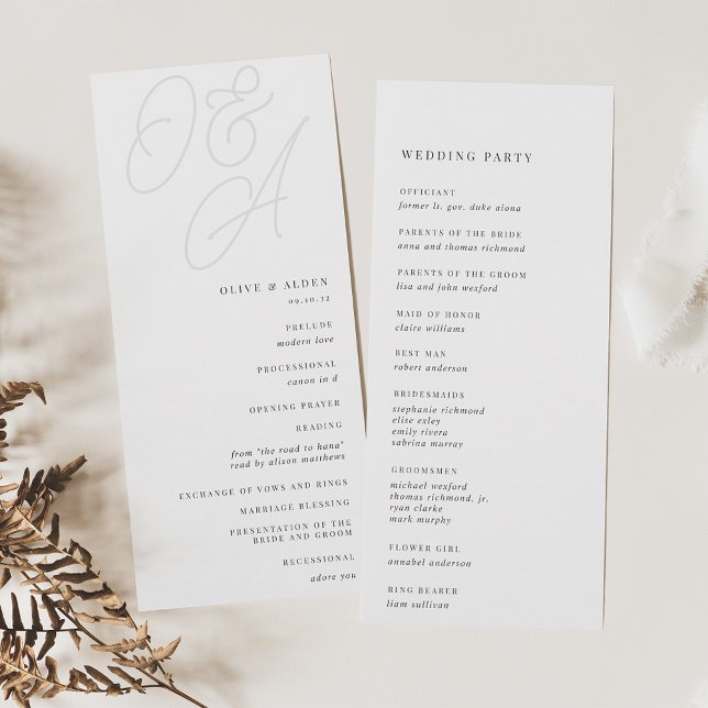 Ash | Script Watermark Monogram Wedding Program (Creator Uploaded)