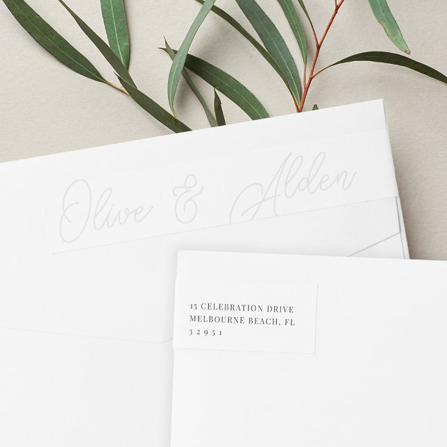 Ash | Script Watermark Wedding Return Address Wrap Around Label (Creator Uploaded)