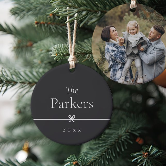 Ash | Simple Minimal Bow Photo Ceramic Ornament (Creator Uploaded)