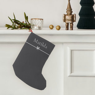 Ash Simple Minimalist Bow Personalized Small Christmas Stocking