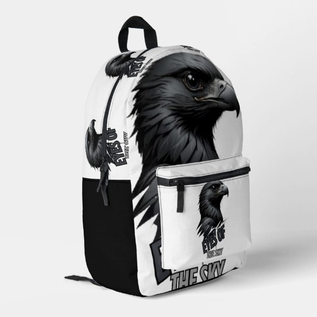 Ash-Tone Eagle Focus Design Printed Backpack (Back Corner Left)