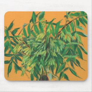 Ash-tree, green yellow summer greenery floral art mouse pad