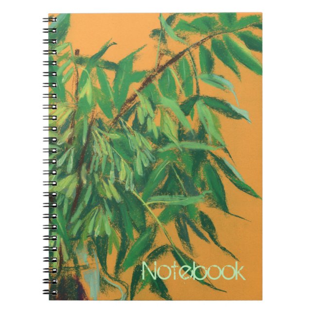Ash-tree, green yellow summer greenery floral art notebook (Front)