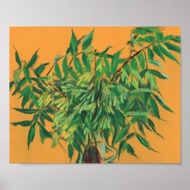 Ash-tree, green yellow summer greenery floral art  poster (Front)