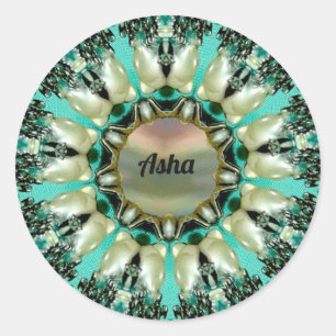 ASHA ~ Bright Abstract Pattern ~ Personalised Classic Round Sticker