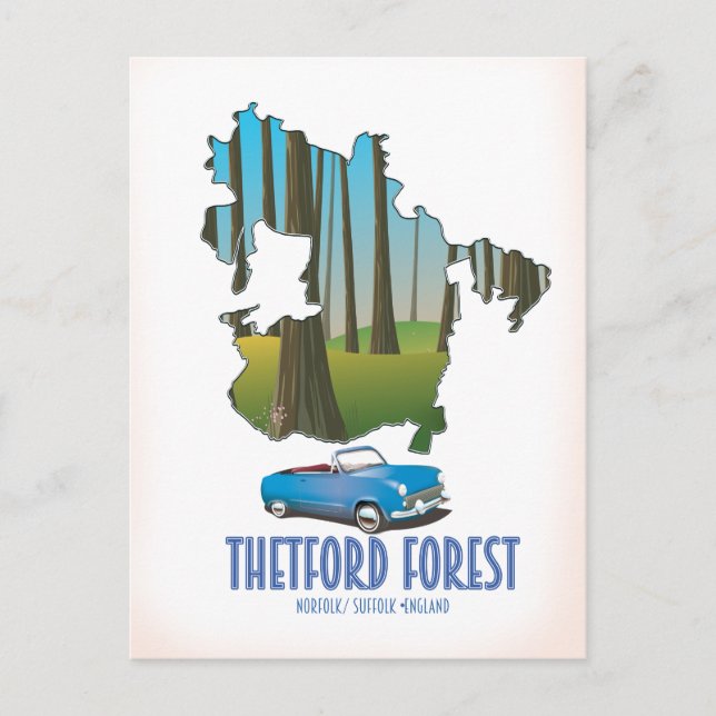 ashdown forest sussex map travel poster map postcard (Front)