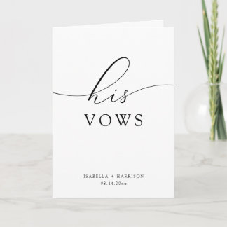ASHER Elegant Calligraphy His Wedding Vows Card