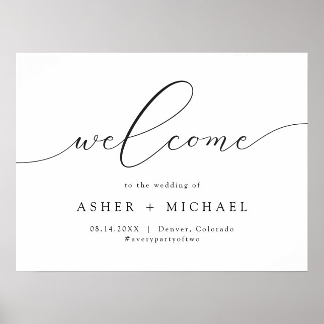 ASHER Elegant Calligraphy Script Wedding Welcome Poster (Front)
