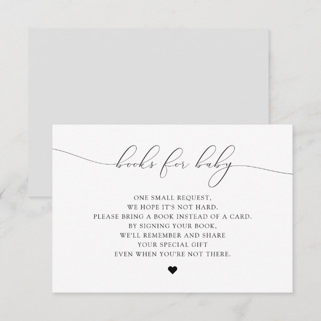 ASHER Elegant Script Books for Baby Shower Card (Front/Back)
