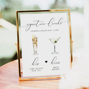 ASHER Elegant Watercolor Cocktail Signature Drink Poster