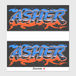 Asher First Name Graffiti Sticker