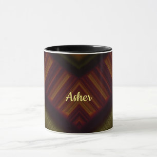 ASHER ~ GLOSSY 3D Glossy Black Brown Green ~ Mug