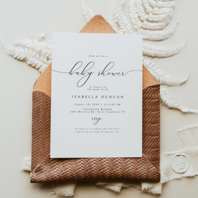 ASHER Modern Elegant Calligraphy Baby Shower Invitation (Creator Uploaded)