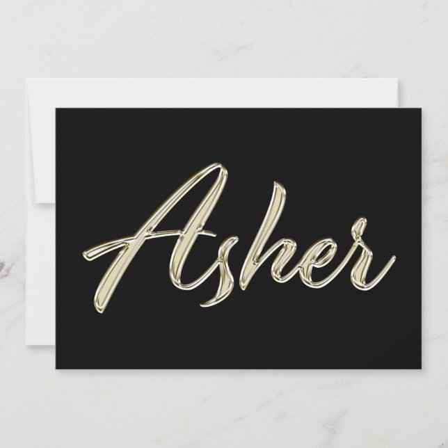 Asher Name white gold Handwriting Card (Front)