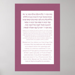 Asher Yatzar Hebrew Blessing Dusty Pink Poster