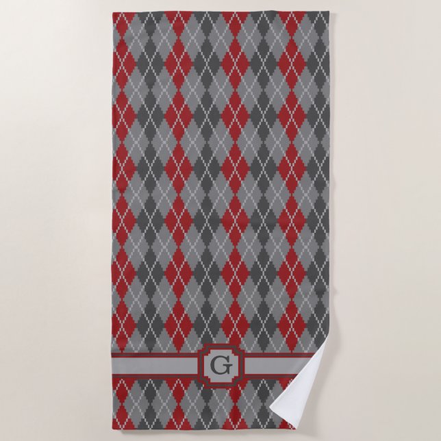 Ashes and Embers Argyle Beach Towel (Front)