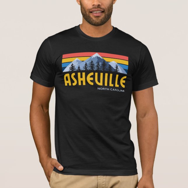 Asheville Mountains Retro Vintage T-Shirt (Front)