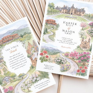 Asheville NC Biltmore Estate Grove Park Wedding Invitation