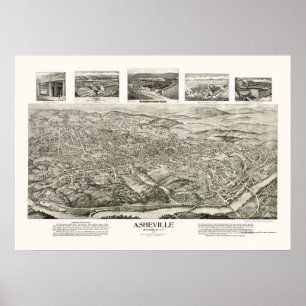 Asheville, NC Panoramic Map - 1912 Poster