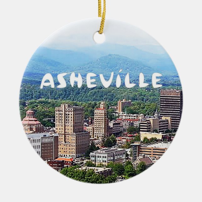 Asheville , North Carolina, Asheville Christmas Ceramic Ornament (Front)