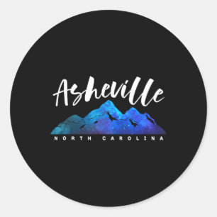 Asheville North Carolina Camping Hiking Skiing Fam Classic Round Sticker