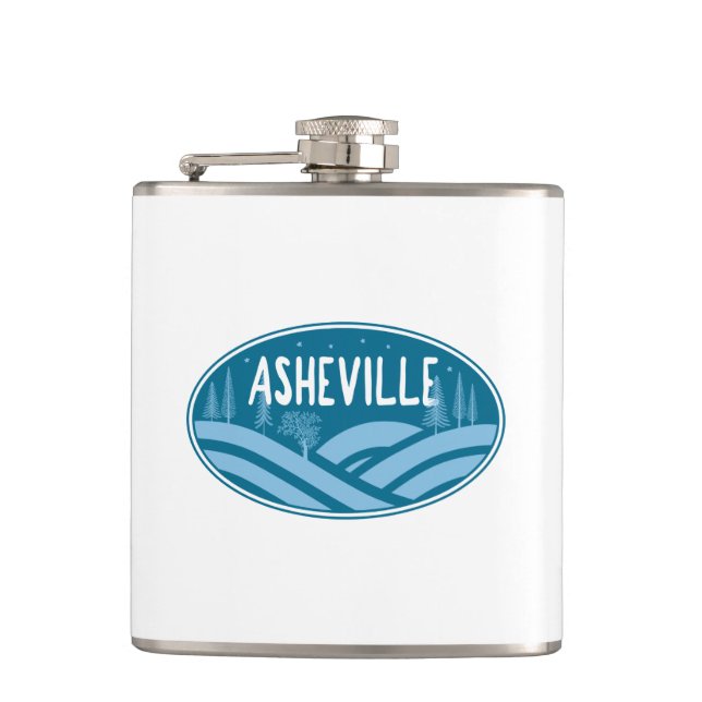 Asheville North Carolina Outdoors Hip Flask (Front)
