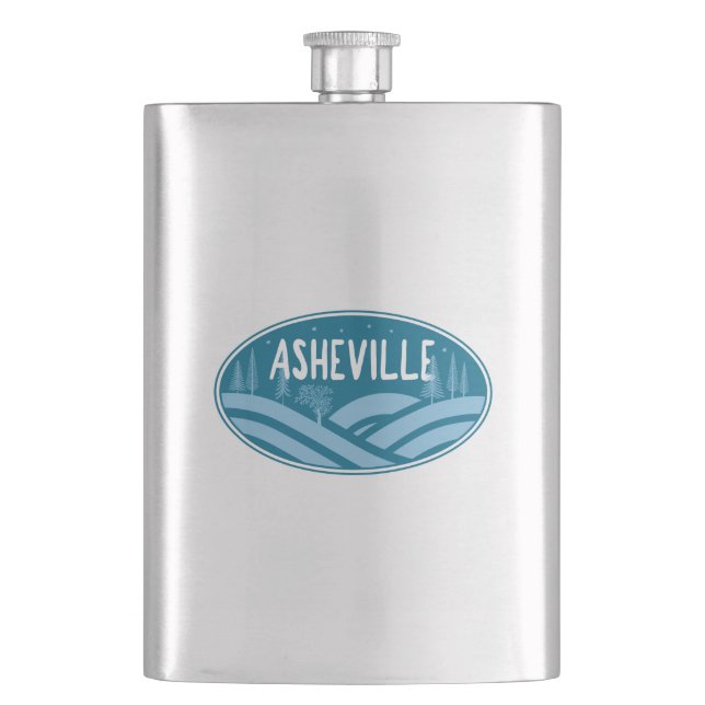 Asheville North Carolina Outdoors Hip Flask (Front)