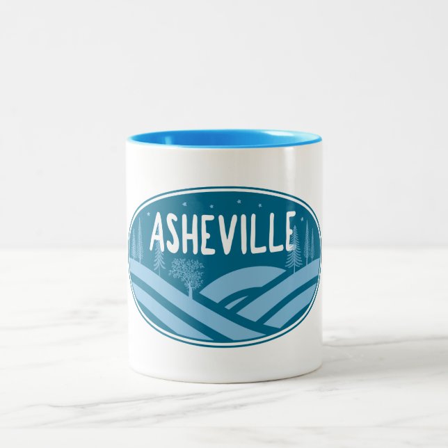 Asheville North Carolina Outdoors Two-Tone Coffee Mug (Center)