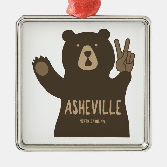 Asheville North Carolina Peace Bear Metal Ornament (Front)