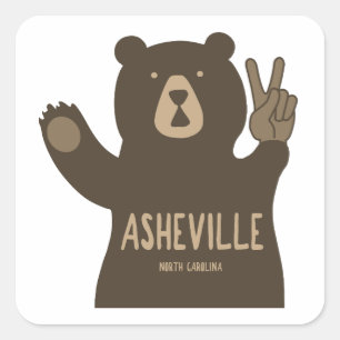 Asheville North Carolina Peace Bear Square Sticker