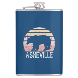 Asheville North Carolina Retro Bear Hip Flask