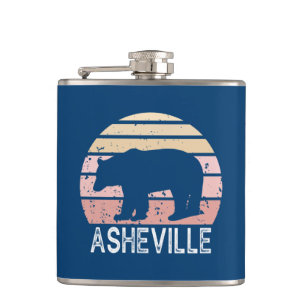 Asheville North Carolina Retro Bear Hip Flask