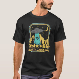 Asheville North Carolina Ufo Alien 80s Retro State T-Shirt