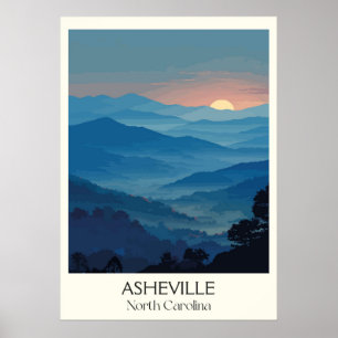 Asheville North Carolina Vintage Blue Ridge Art Poster