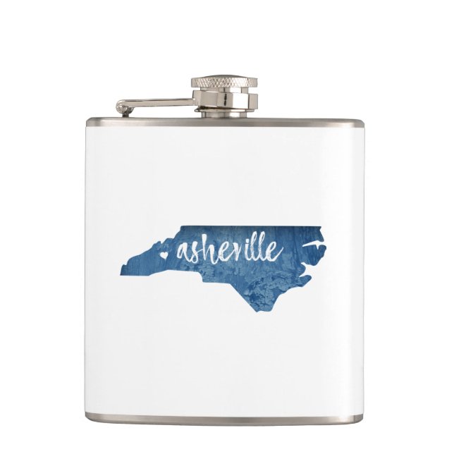 Asheville North Carolina Wood Grain Hip Flask (Front)