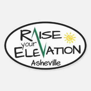 Asheville - Raise Your Elevation - Oval Sticker