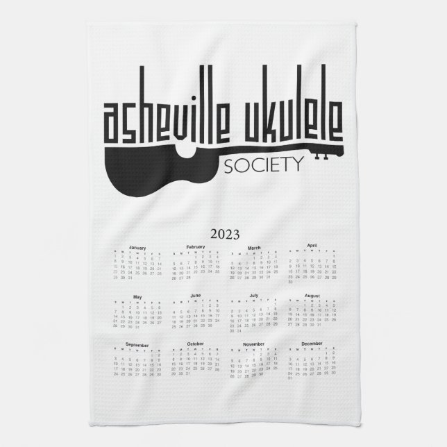Asheville Ukulele Society 2023 Calendar Tea Towel (Vertical)