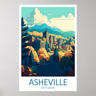Asheville Vintage Travel Poster Ski National Park