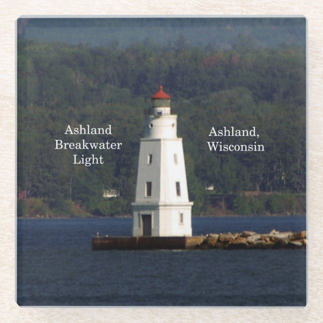 Ashland Breakwater Light glass coaster (Front)