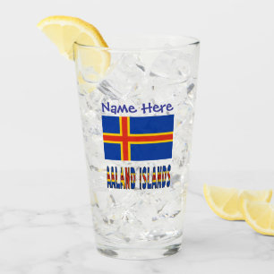 Ashland Islands Ålander Flag Blue Personalisation Glass