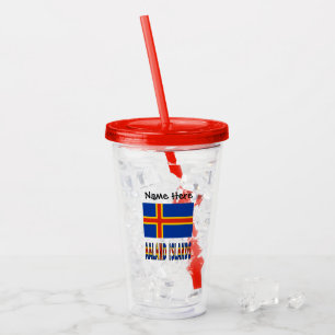 Ashland Islands Ålander Flag Personalised Acrylic Tumbler
