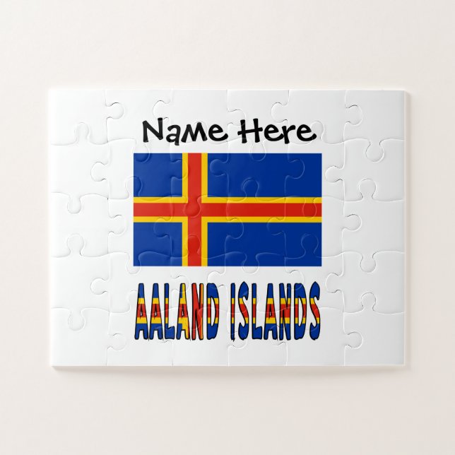 Ashland Islands Ålander Flag Personalized  Jigsaw Puzzle (Horizontal)