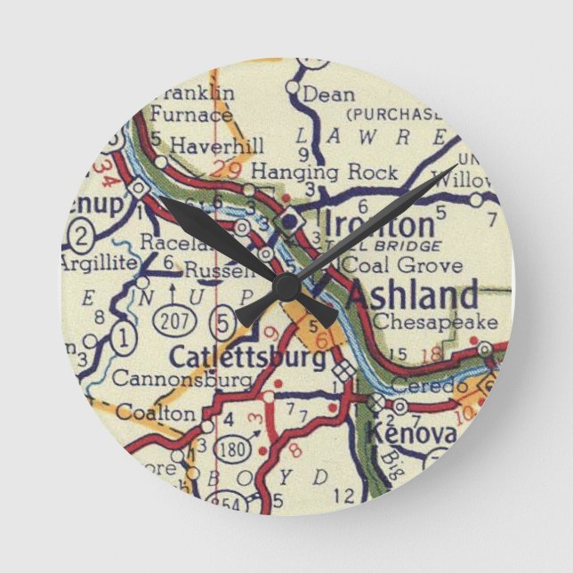 Ashland Kentucky Round Clock (Front)