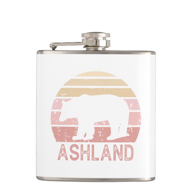 Ashland Oregon Retro Bear Hip Flask (Front)