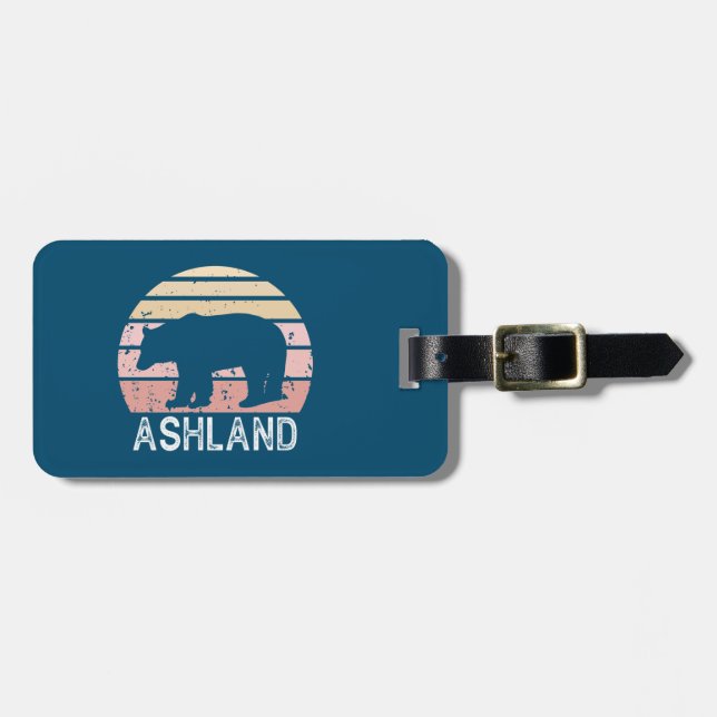 Ashland Oregon Retro Bear Luggage Tag (Front Horizontal)