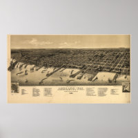 Ashland Wisconsin 1886 Antique Panoramic Map